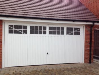 Garador Salisbury double steel up and over garage door in white